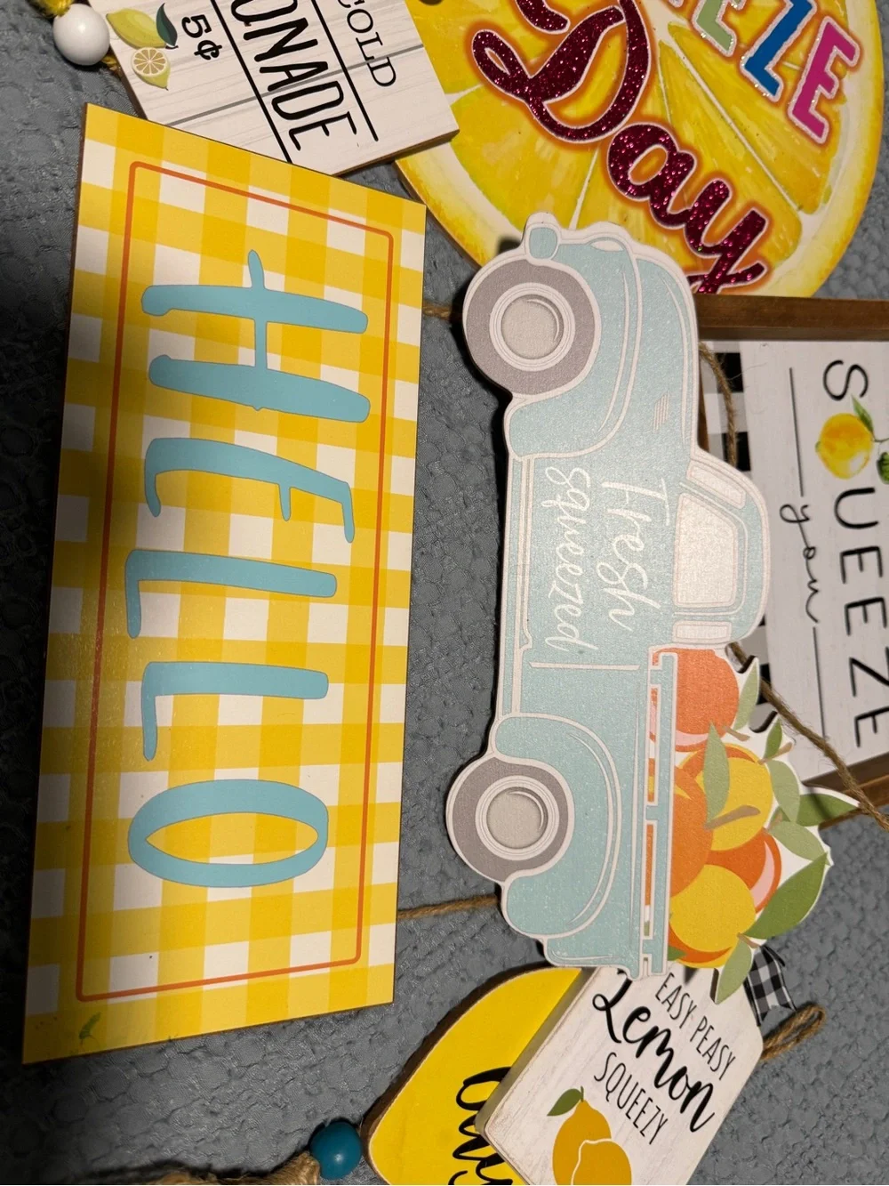 Wood Frame Lemon Squeeze Wall Sign - White and Yellow